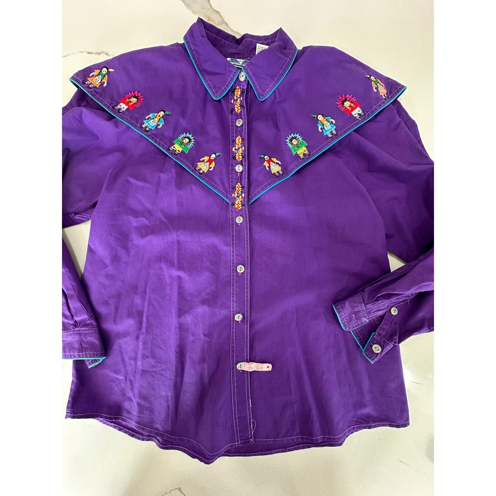 Western Wear Native American Embroidered Button Up Shirt‎ M